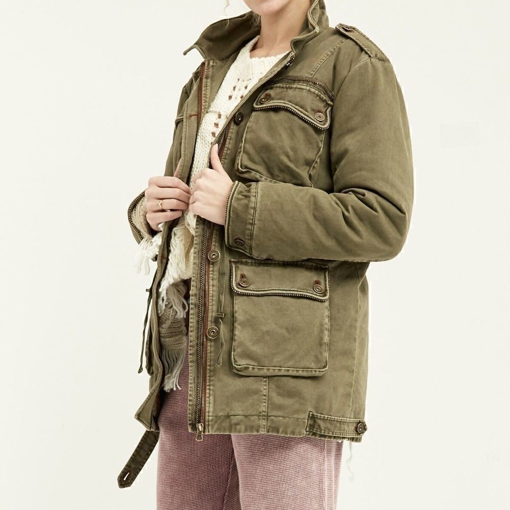 BNCI burnt olive long sleeve warm field jacket